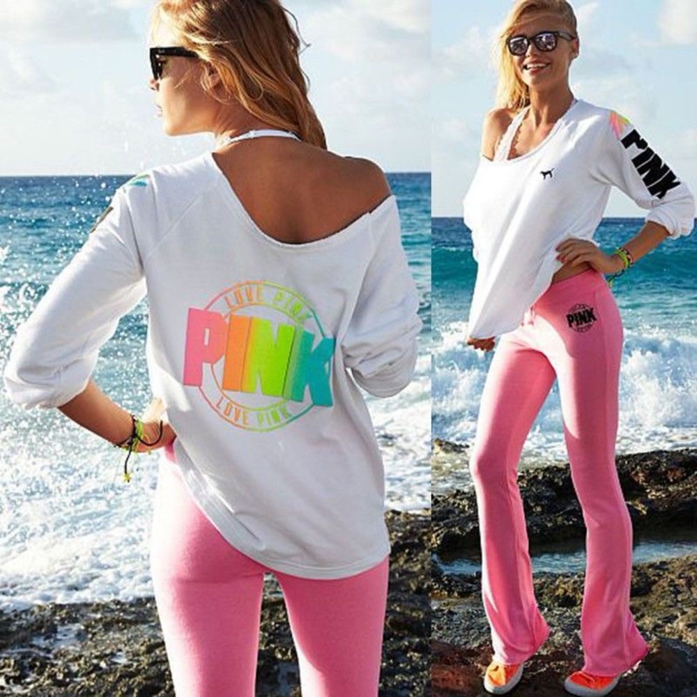 PINK Victoria's Secret White Long Sleeve Tee